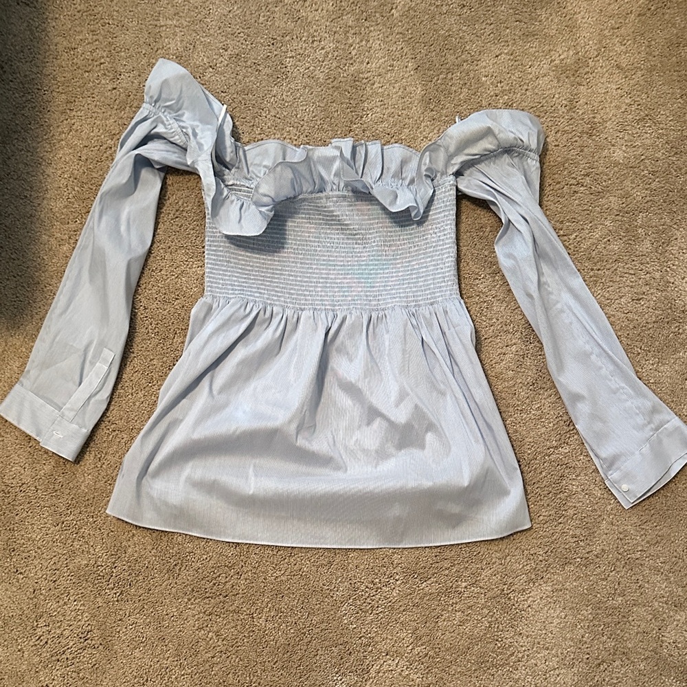 Chelsea28 Light Blue Off-Shoulder Top